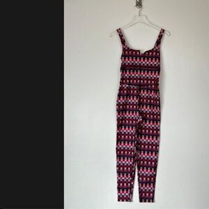FP Movement by Free People Pink & Black Checkered Stretch Jumpsuit